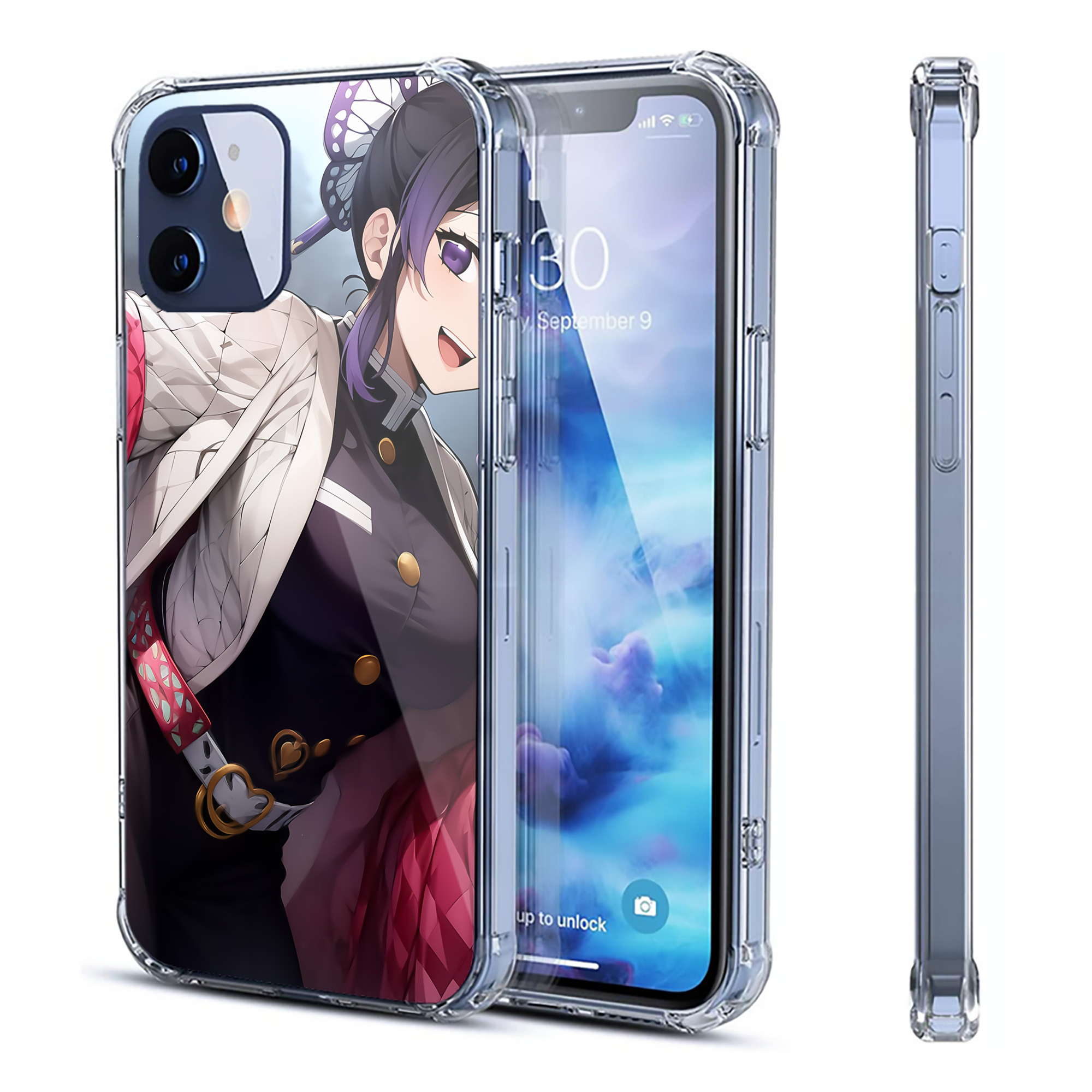 （画像用） 鬼滅の刃（きめつのやいば）蟲柱-胡蝶 しのぶ／こちょう しのぶ Kochou Shinobu 【iPhone 12シリーズ対応】透明スマホケース（クリアソフトケース）